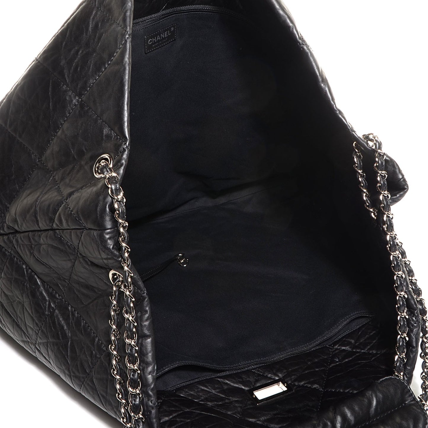 Aged Calfskin Oversized Reissue Drawstring Tote Black