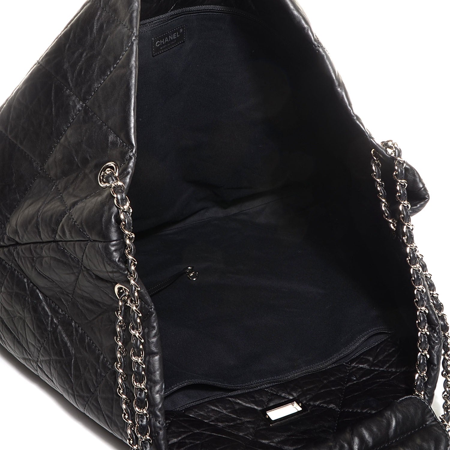 Chanel Aged Calfskin Oversized Reissue Drawstring Tote Black 5 of 7