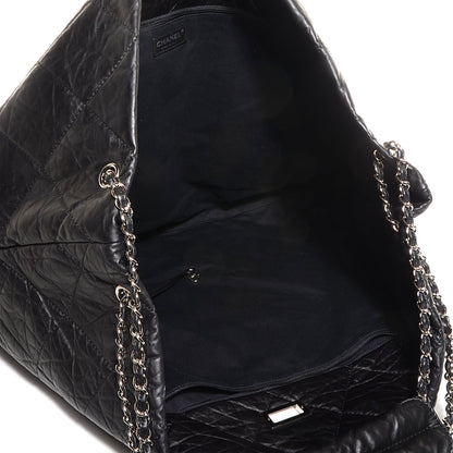 Chanel Aged Calfskin Oversized Reissue Drawstring Tote Black 5 of 7