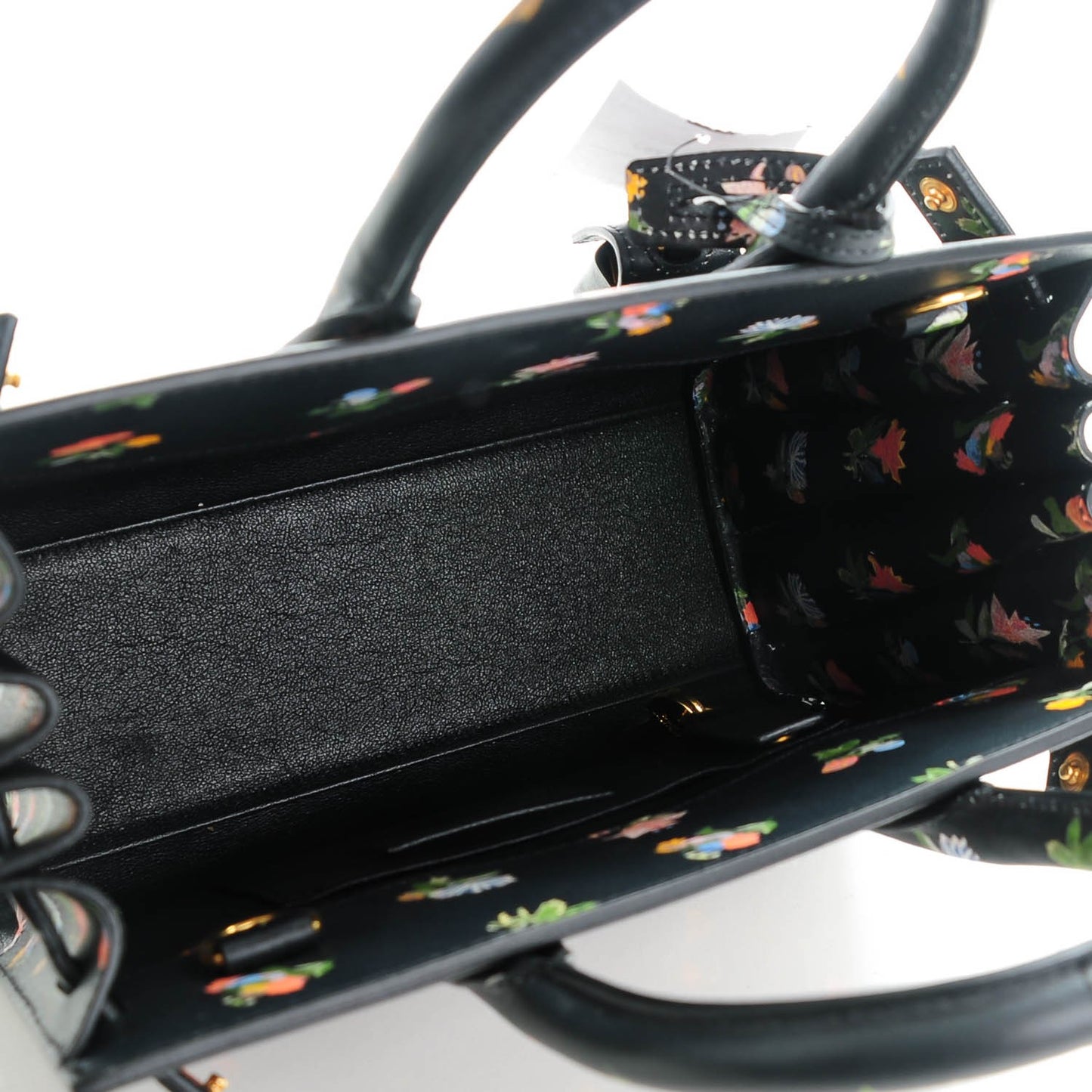 Calfskin Prairie Printed Nano Sac De Jour Black