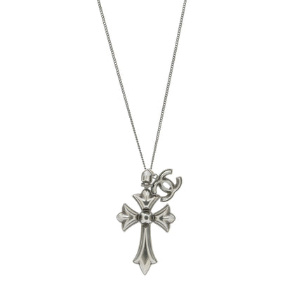 Chanel CC Cross Pendant Necklace Silver 1 of 6