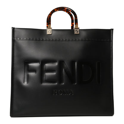 Fendi Vitello King Plexiglass Large Fendi Sunshine Shopper Tote Black 1 of 13