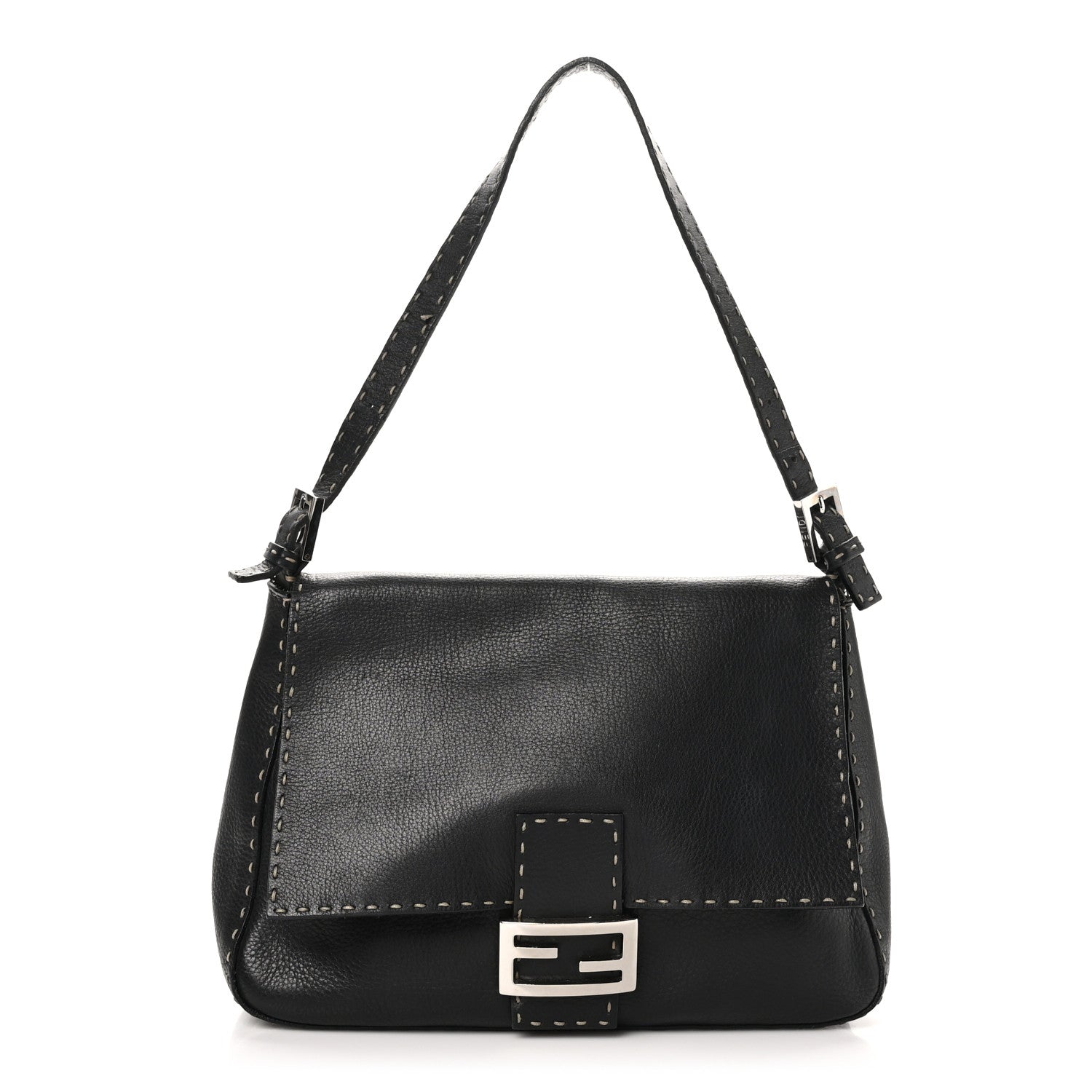 Fendi Calfskin Romano Selleria Forever Mama Baguette Black 1 of 11