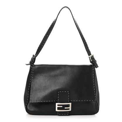 Fendi Calfskin Romano Selleria Forever Mama Baguette Black 1 of 11