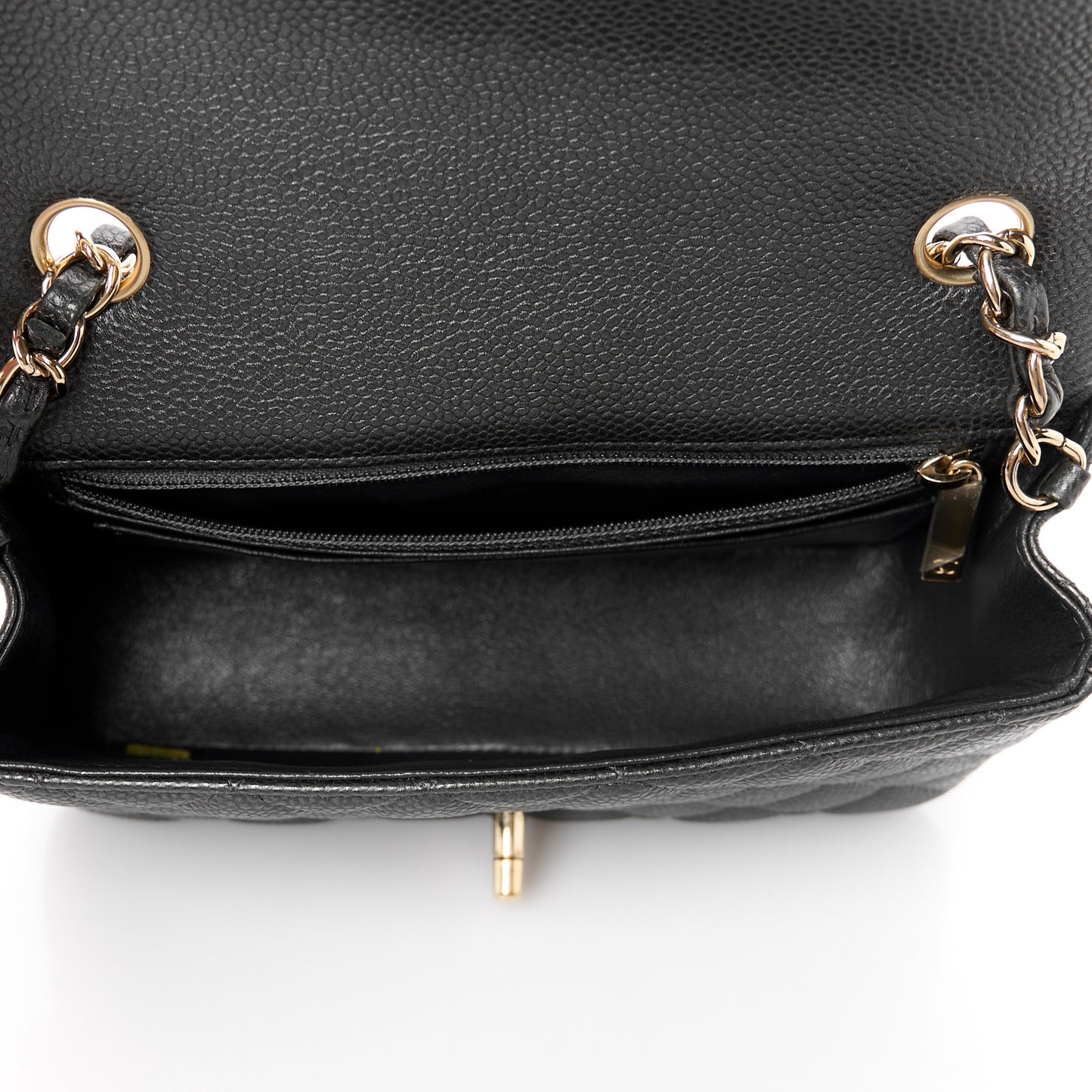 Iridescent Caviar Quilted Mini Rectangular Flap Charcoal