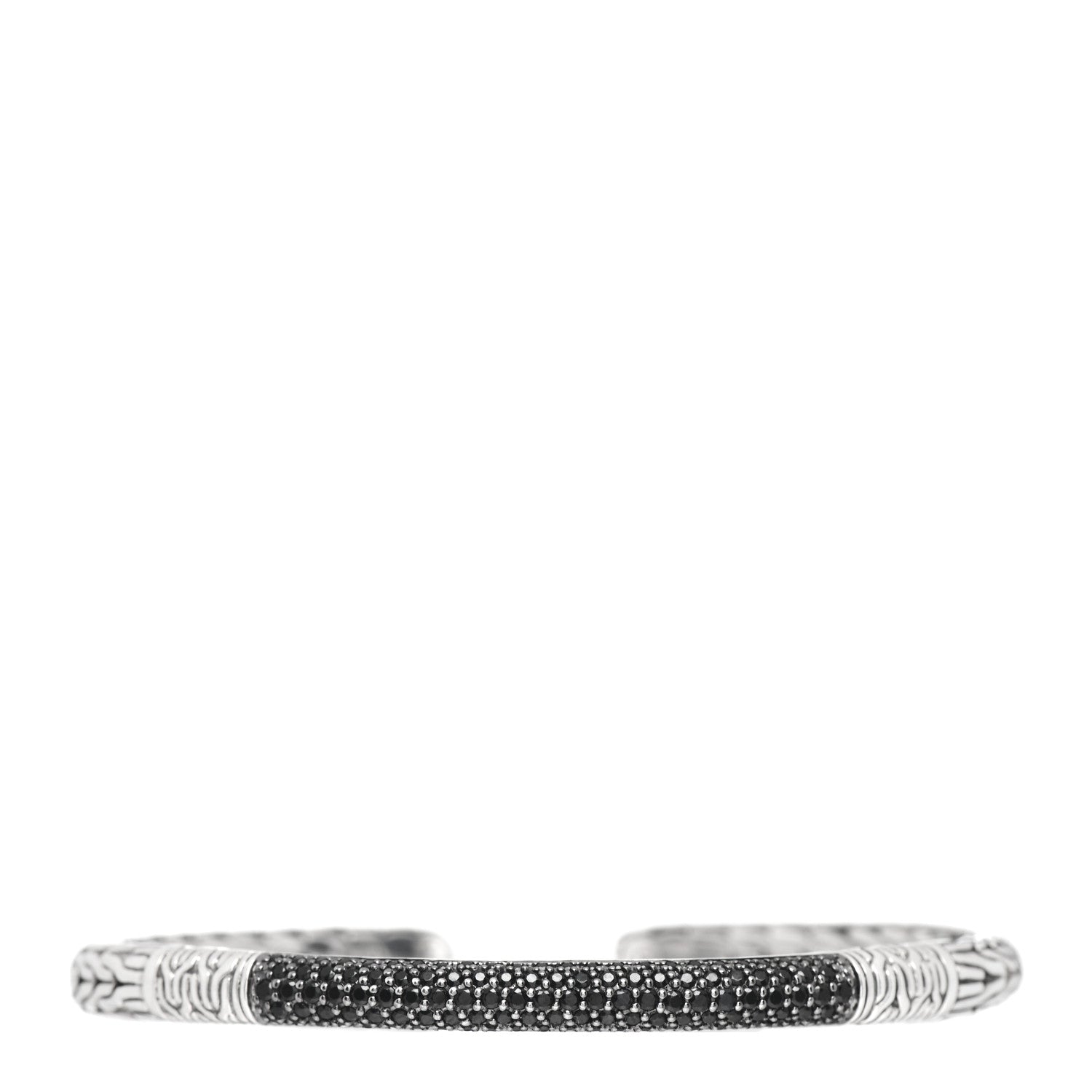 John Hardy Sterling Silver Black Spinel Classic Chain Cuff Bracelet 1 of 5