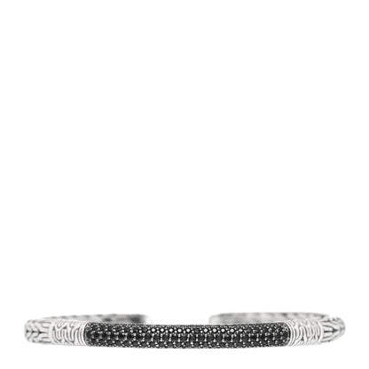 John Hardy Sterling Silver Black Spinel Classic Chain Cuff Bracelet 1 of 5
