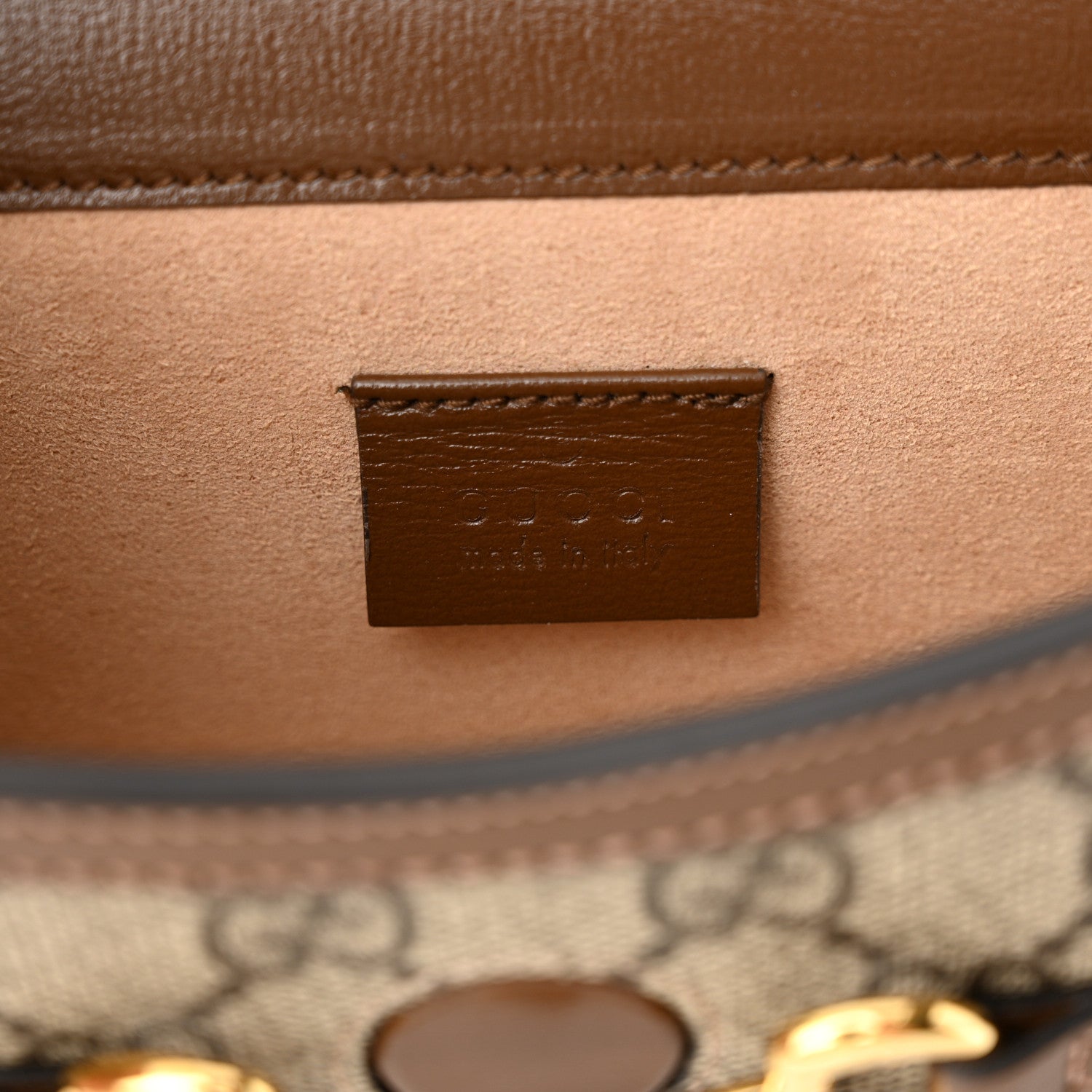 Gucci GG Supreme Monogram Mini Horsebit 1955 Shoulder Bag Beige Brown Sugar 6 of 13