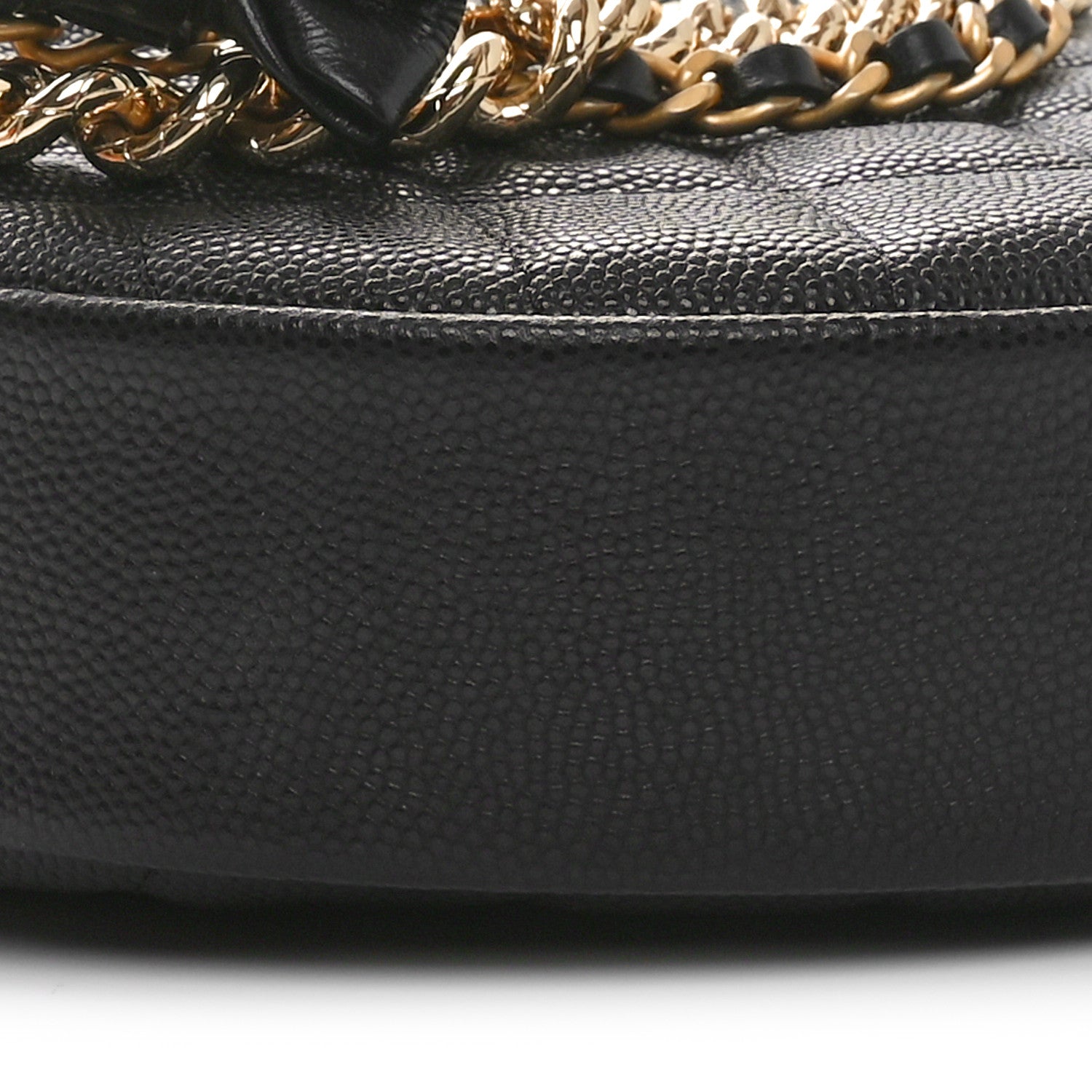 Chanel Shiny Caviar Quilted Bow Pouch Hobo Black 9 of 11