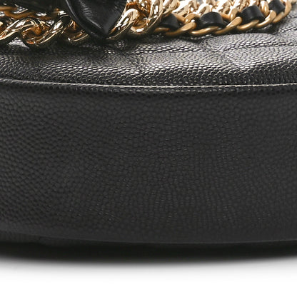 Chanel Shiny Caviar Quilted Bow Pouch Hobo Black 9 of 11