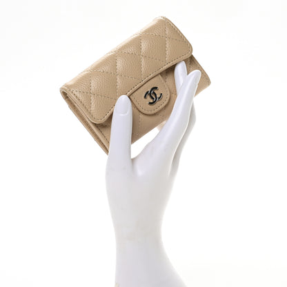 Chanel Caviar Quilted Flap Card Holder Wallet Beige 2 of 9