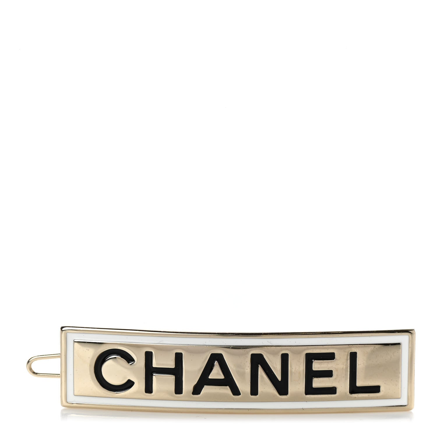 Chanel Metal Enamel Logo Hair Clip Gold 1 of 3