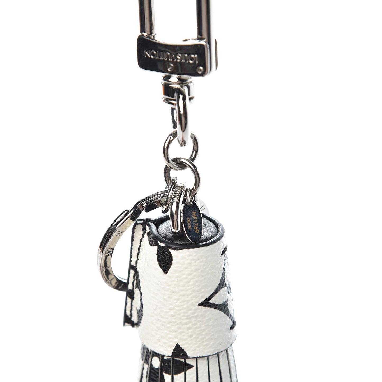 Monogram Tassel Bag Charm White