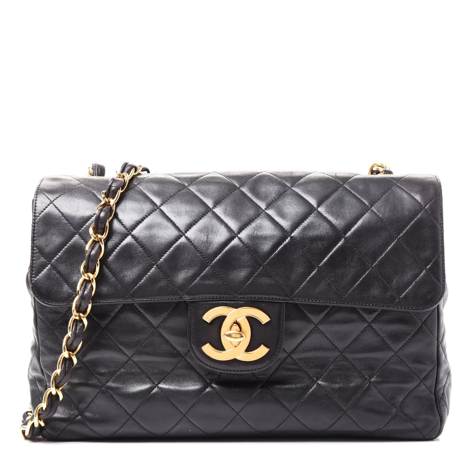 Chanel Lambskin Quilted Jumbo Single Flap Black 1 of 9