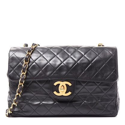 Chanel Lambskin Quilted Jumbo Single Flap Black 1 of 9