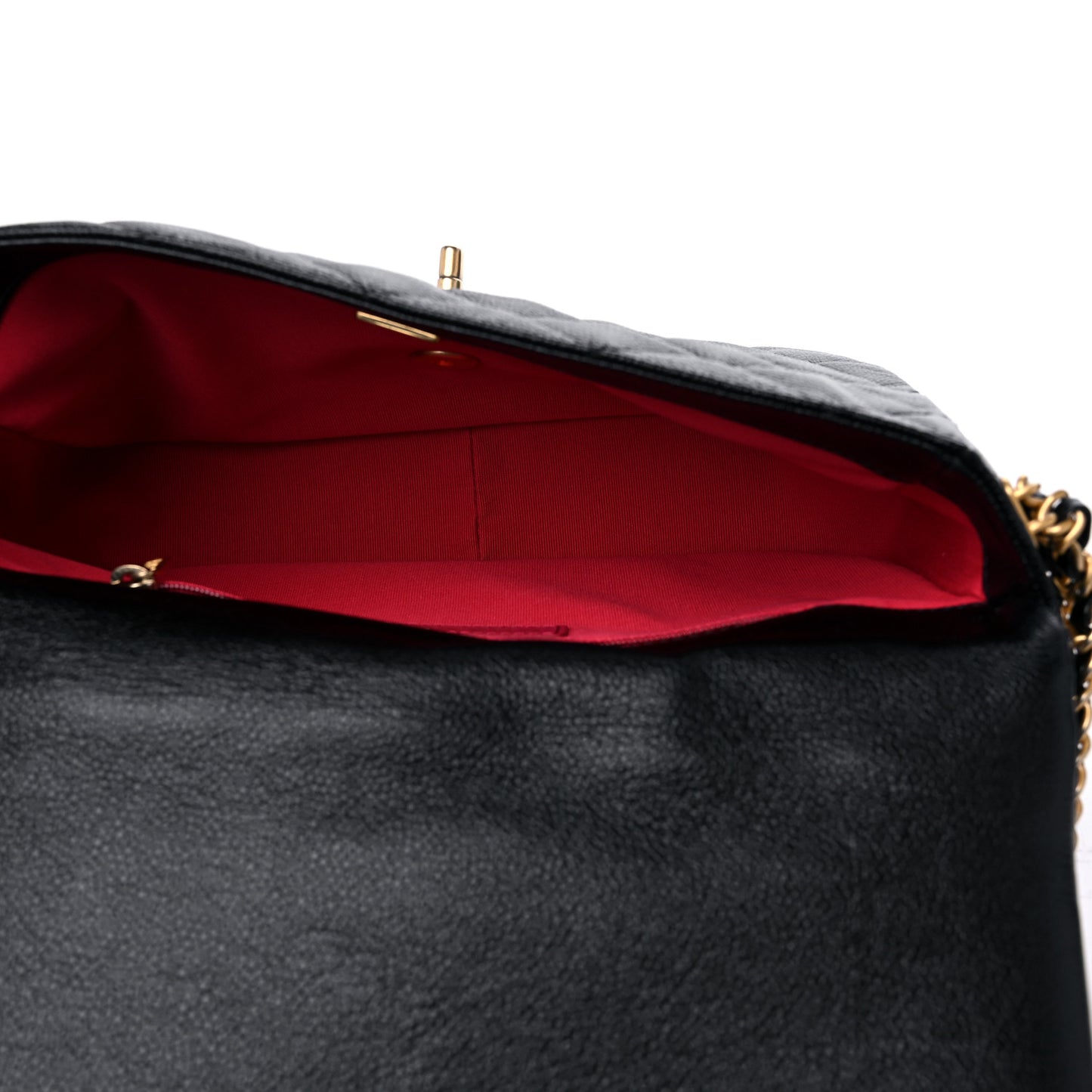 Shiny Caviar Quilted Large Chain Melody Flap Black