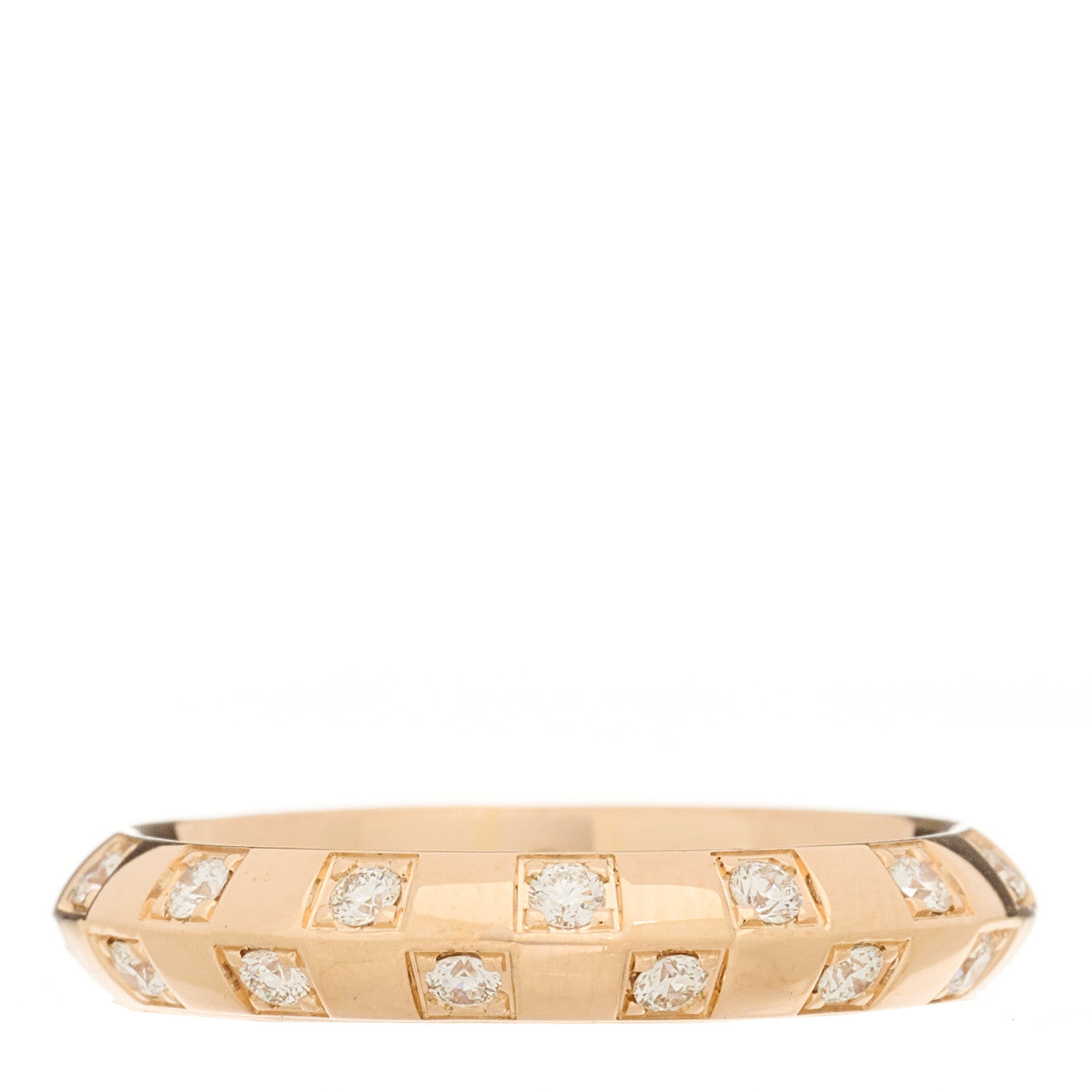 18K Pink Gold Diamond Le Damier Ring 51 5.75