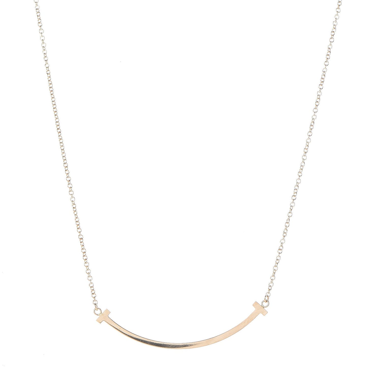 18K Yellow Gold Small T Smile Pendant Necklace