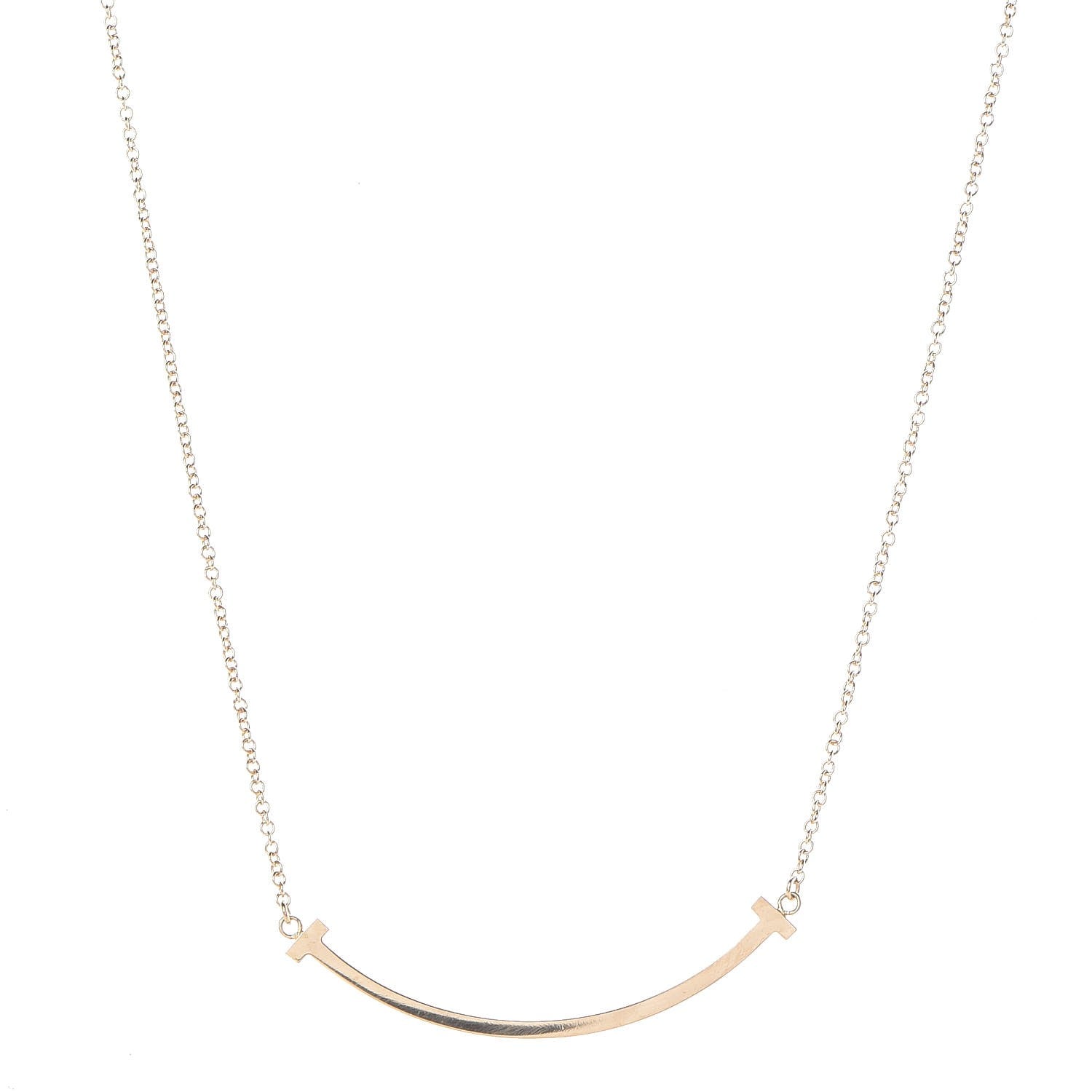 Tiffany 18K Yellow Gold Small T Smile Pendant Necklace 1 of 8