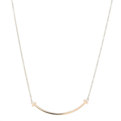 Tiffany 18K Yellow Gold Small T Smile Pendant Necklace 1 of 8