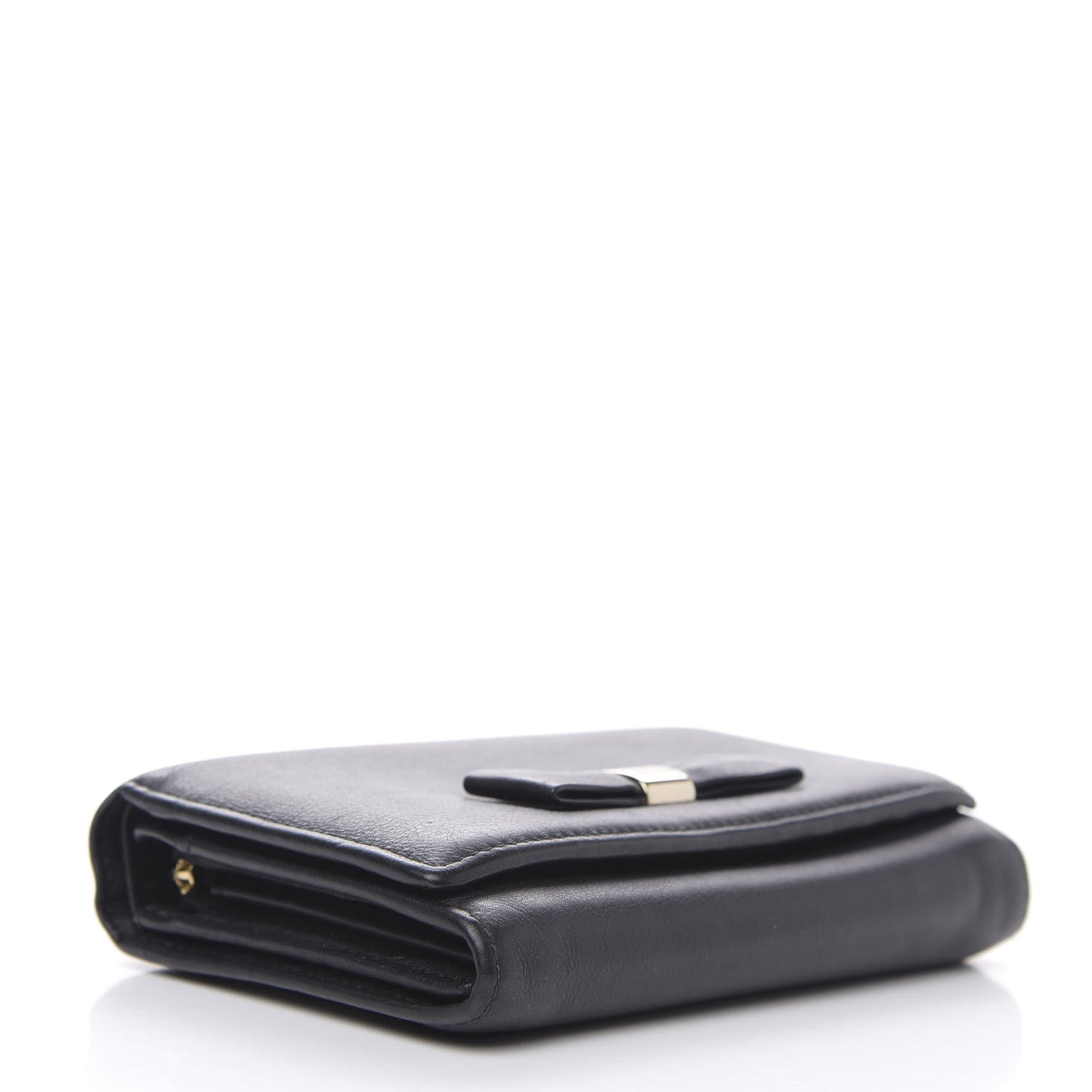 Goatskin Bow French Wallet Black