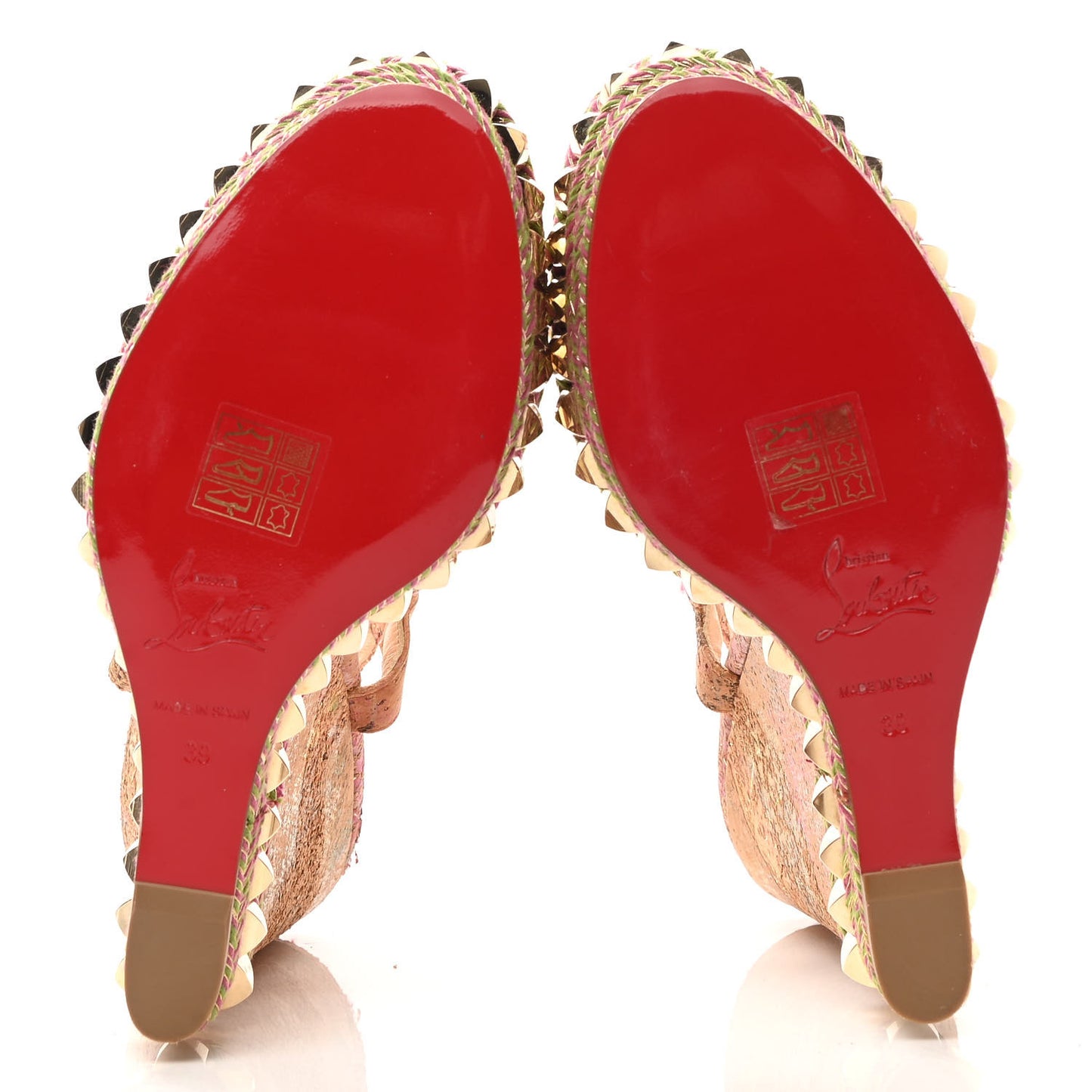 Cork Bloom Print Cataclou 140 Wedge Sandals 39 Multicolor Light Gold