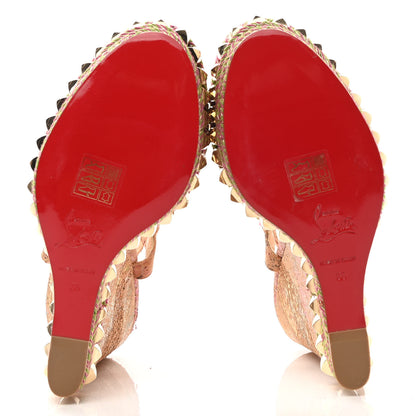 Christian Louboutin Cork Bloom Print Cataclou 140 Wedge Sandals 39 Multicolor Light Gold 5 of 8