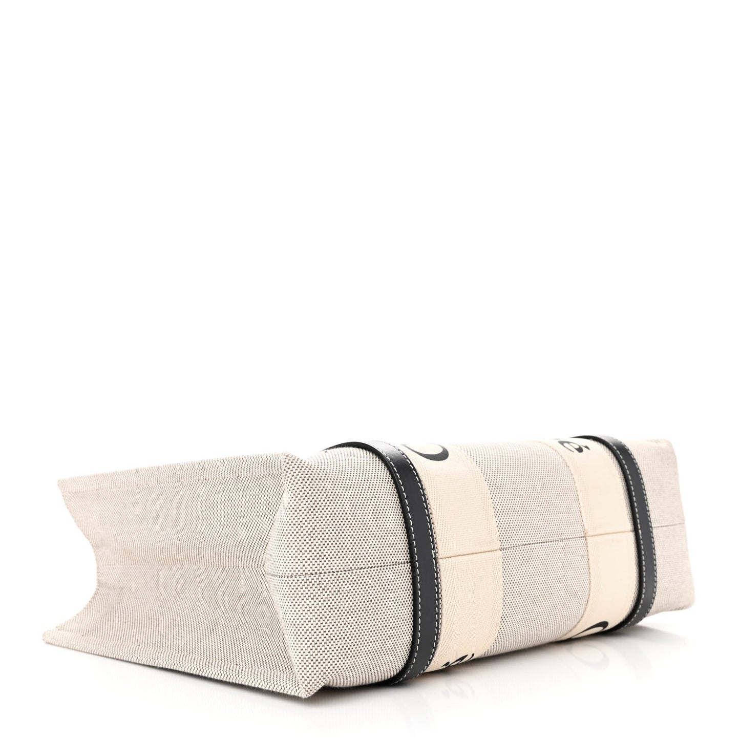 Cotton Calfskin Medium Woody Ribbon Tote White Black