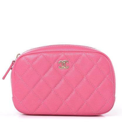 Chanel Caviar Quilted Small Curvy Pouch Cosmetic Case Pink 1 of 10