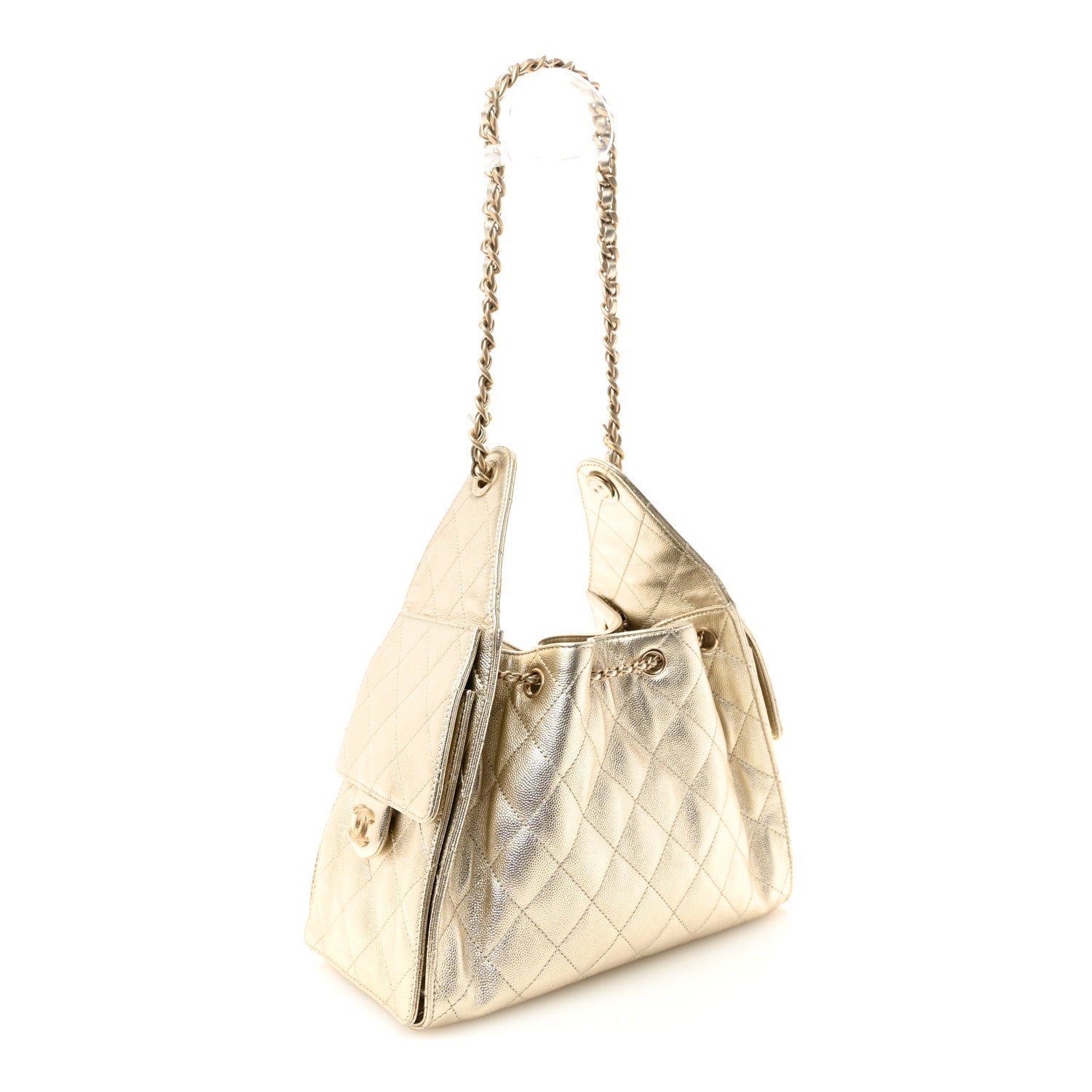 Chanel Metallic Caviar Quilted Small Chanel 25 Handbag Gold 3 of 10