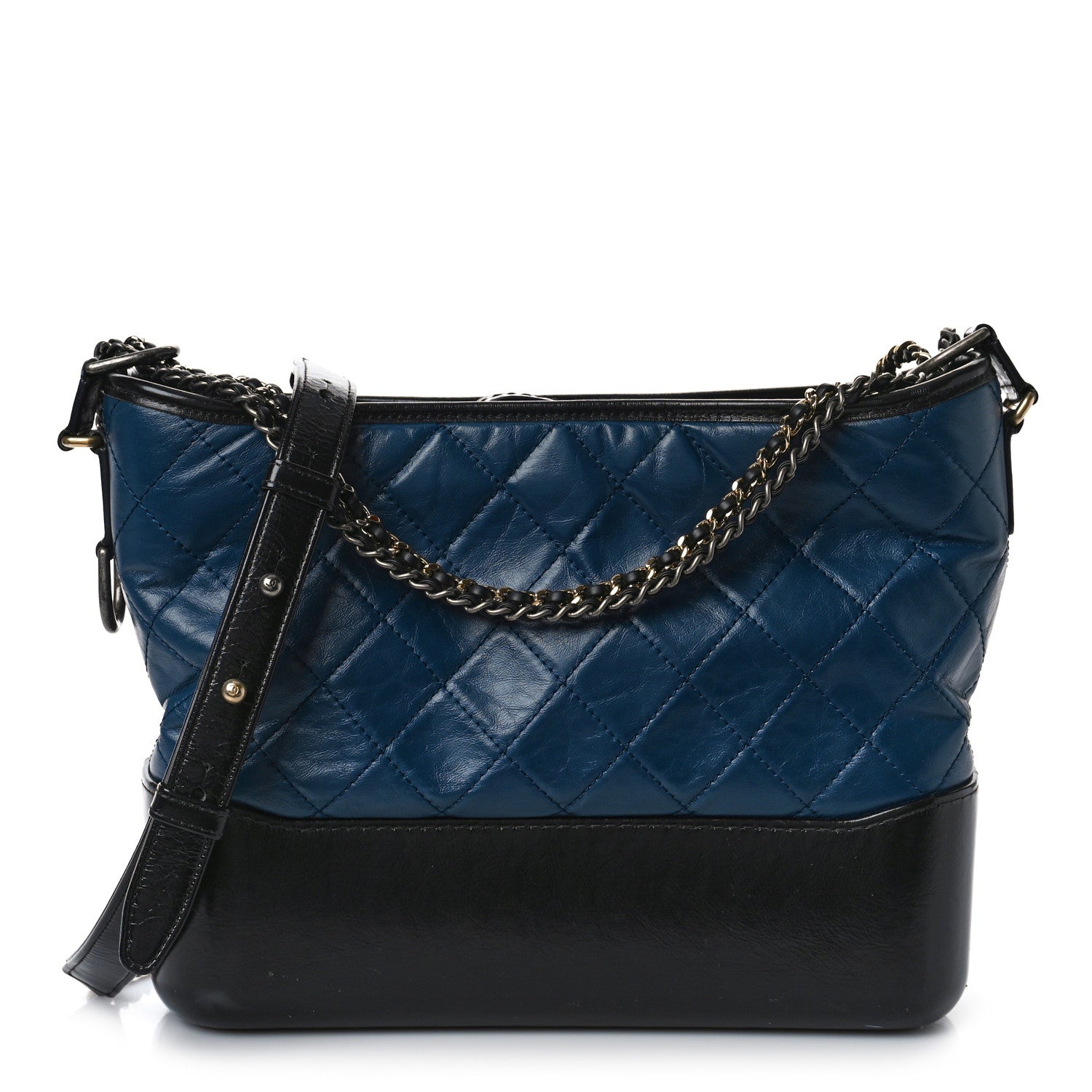 Chanel Aged Calfskin Quilted Medium Gabrielle Hobo Navy Black 1 of 11