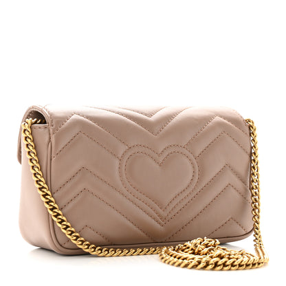 Gucci Calfskin Matelasse Super Mini GG Marmont Shoulder Bag Porcelain Rose 3 of 11