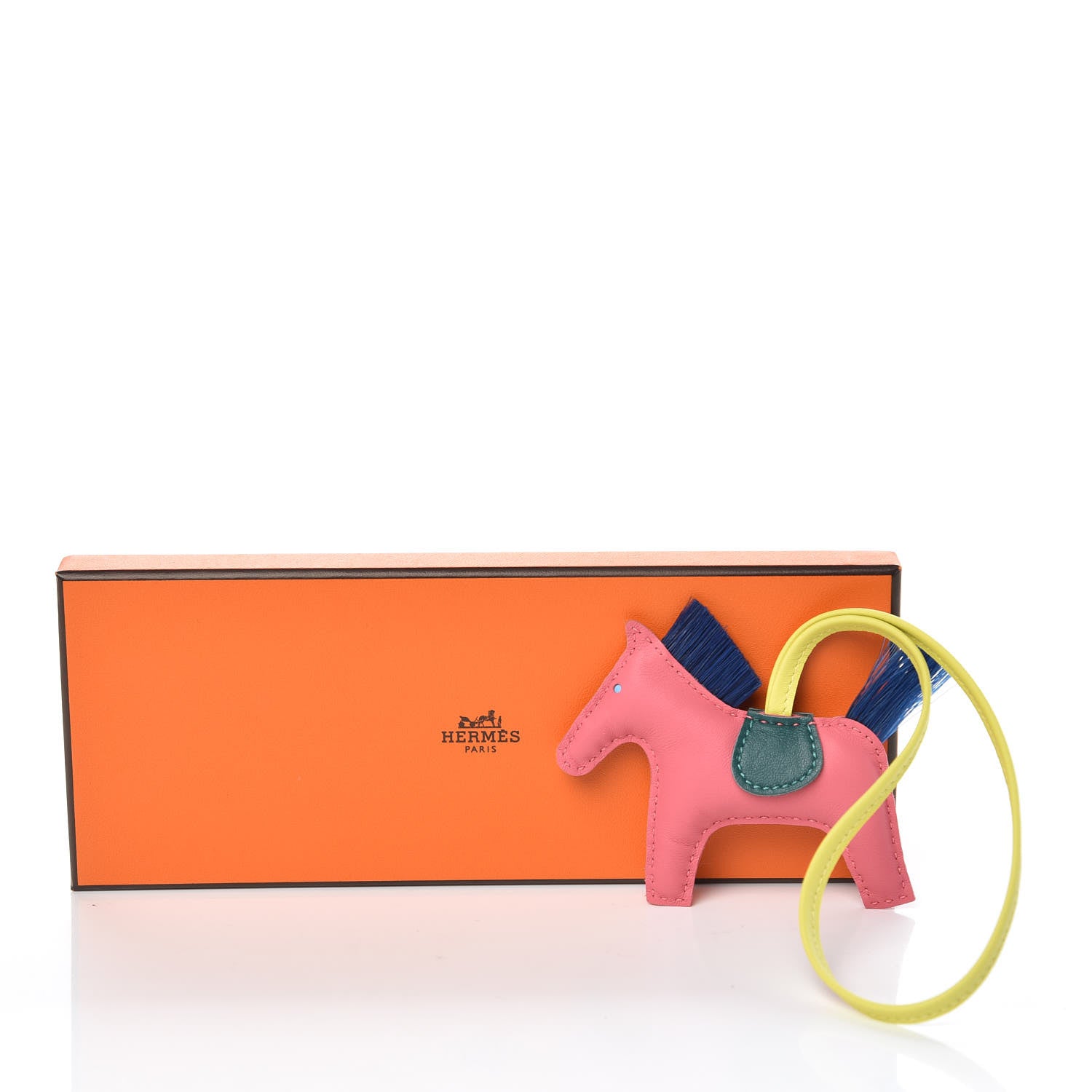 Hermes Milo Lambskin Horsehair Grigri Rodeo Horse Bag Charm PM Rose Azalee Malachite Lime Celeste 4 of 4