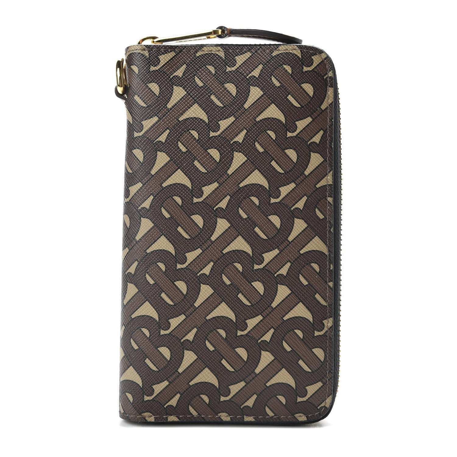 Burberry E-Canvas Monogram Wes Zip Around Wallet Bridle Brown 1 of 7