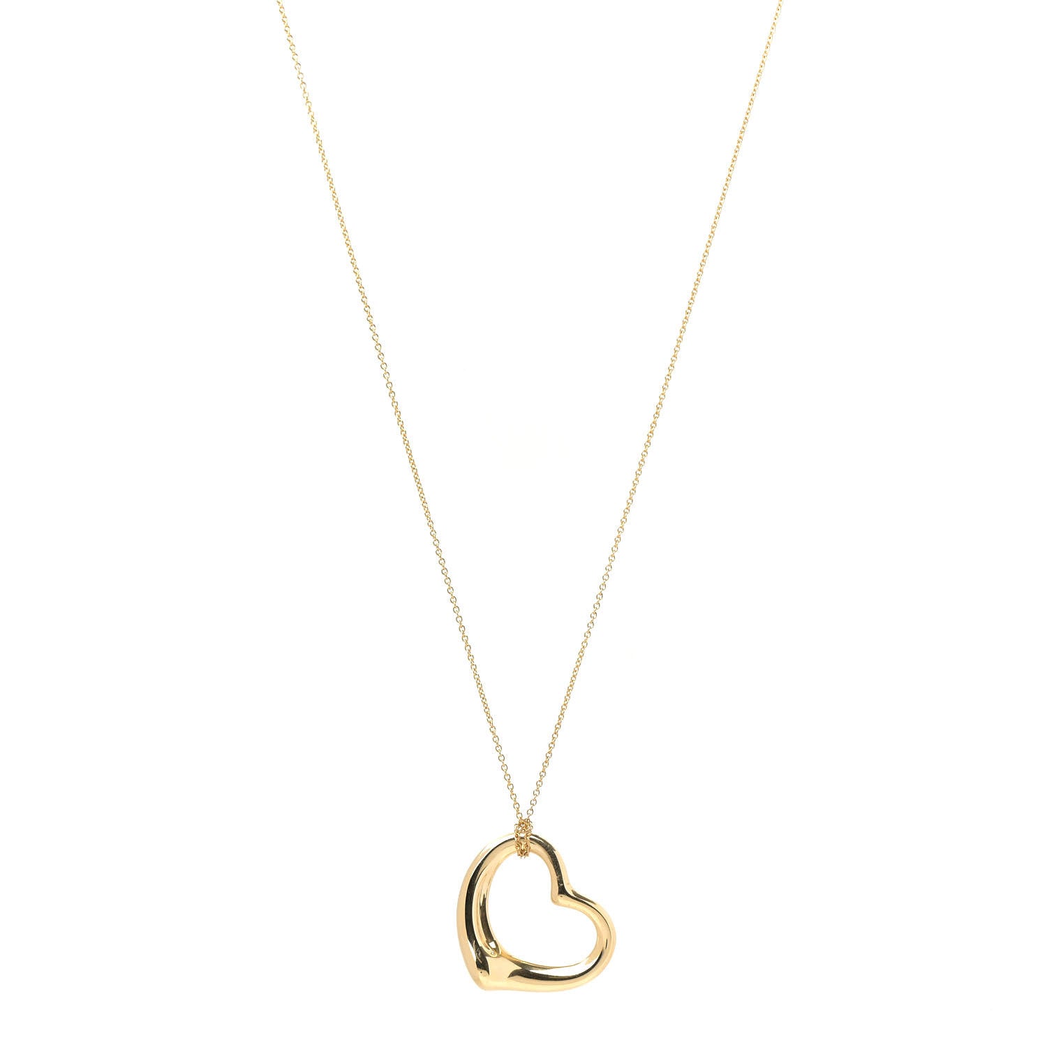 Tiffany 18K Yellow Gold 27mm Elsa Peretti Open Heart Pendant Necklace 1 of 7