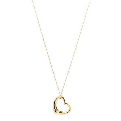 Tiffany 18K Yellow Gold 27mm Elsa Peretti Open Heart Pendant Necklace 1 of 7
