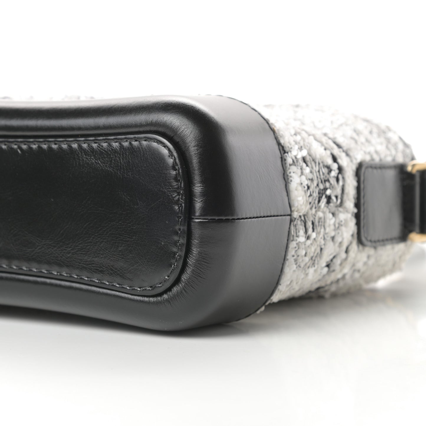 Sequin Wool Calfskin Small Gabrielle Hobo Black White