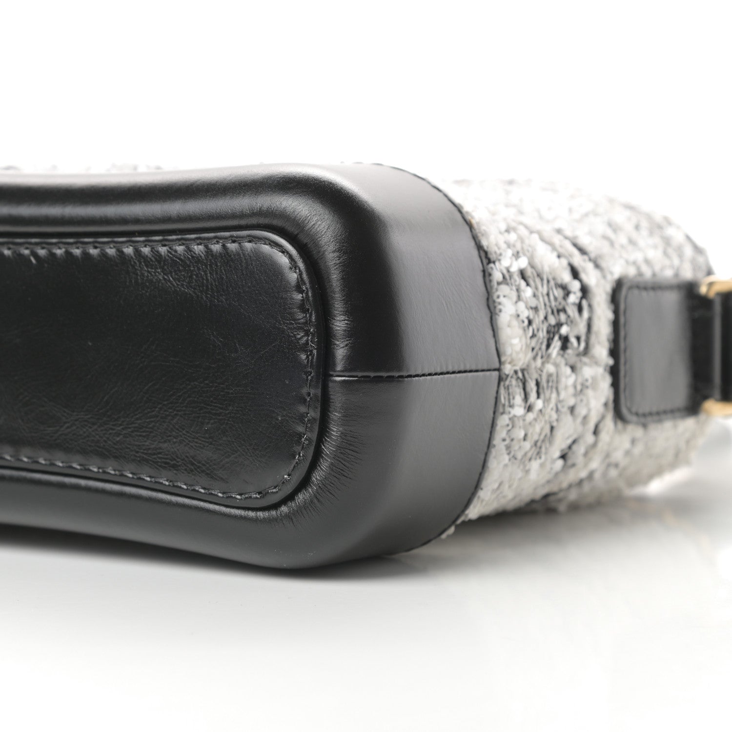 Chanel Sequin Wool Calfskin Small Gabrielle Hobo Black White 10 of 11