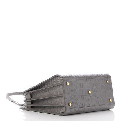Saint Laurent Calfskin Crocodile Embossed Small Sac De Jour Fog 5 of 8