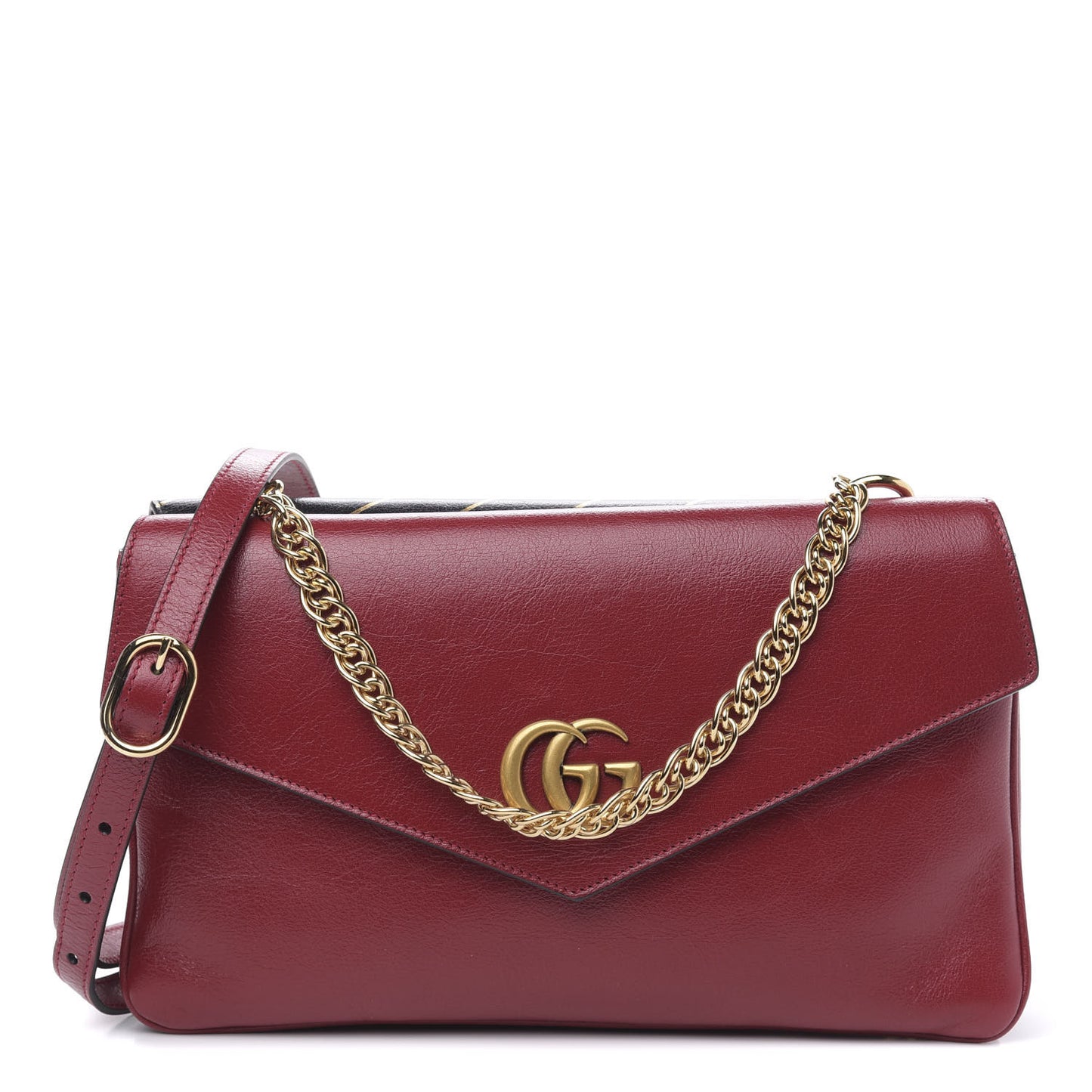 Calfskin Diagonal GG Medium Thiara Double Envelope Shoulder Bag Black Red
