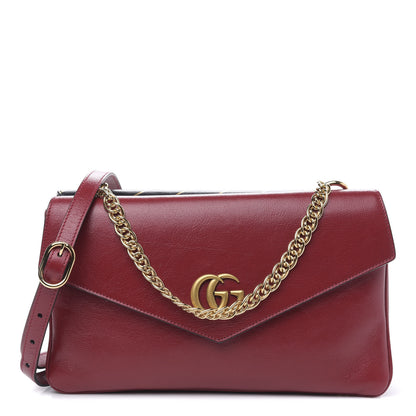 Gucci Calfskin Diagonal GG Medium Thiara Double Envelope Shoulder Bag Black Red 1 of 12