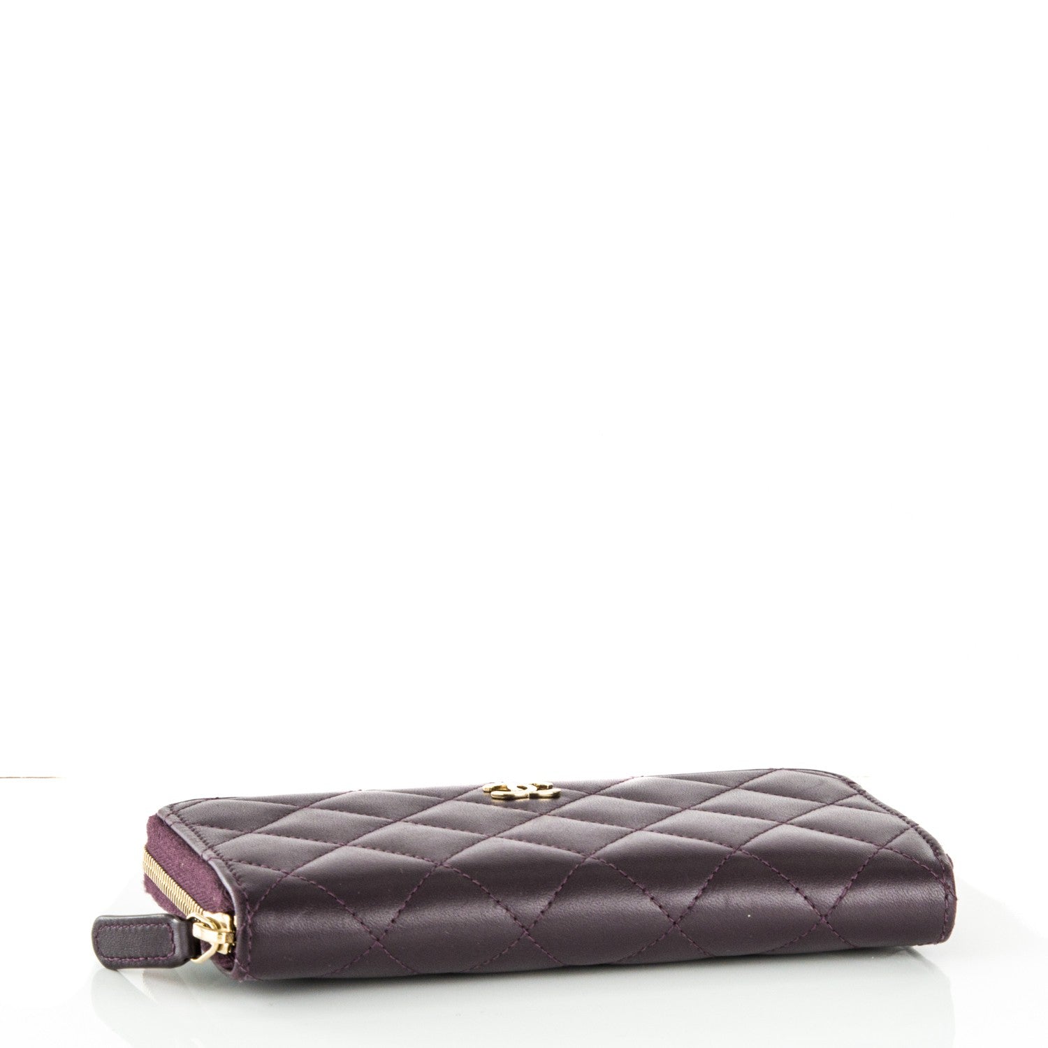 Chanel Lambskin Quilted Small Zip Around Wallet Purple 4 of 8