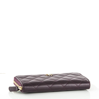 Chanel Lambskin Quilted Small Zip Around Wallet Purple 4 of 8