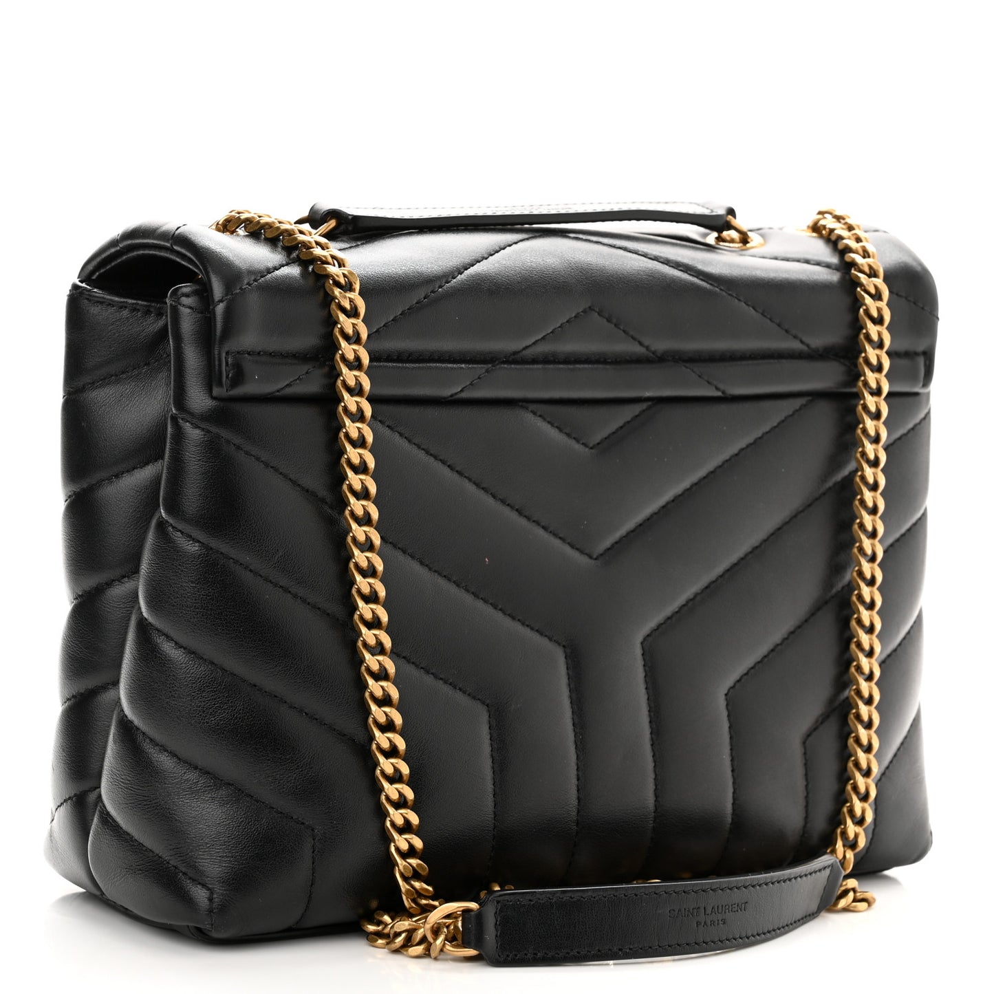 Calfskin Y Quilted Monogram Small Loulou Chain Satchel Black