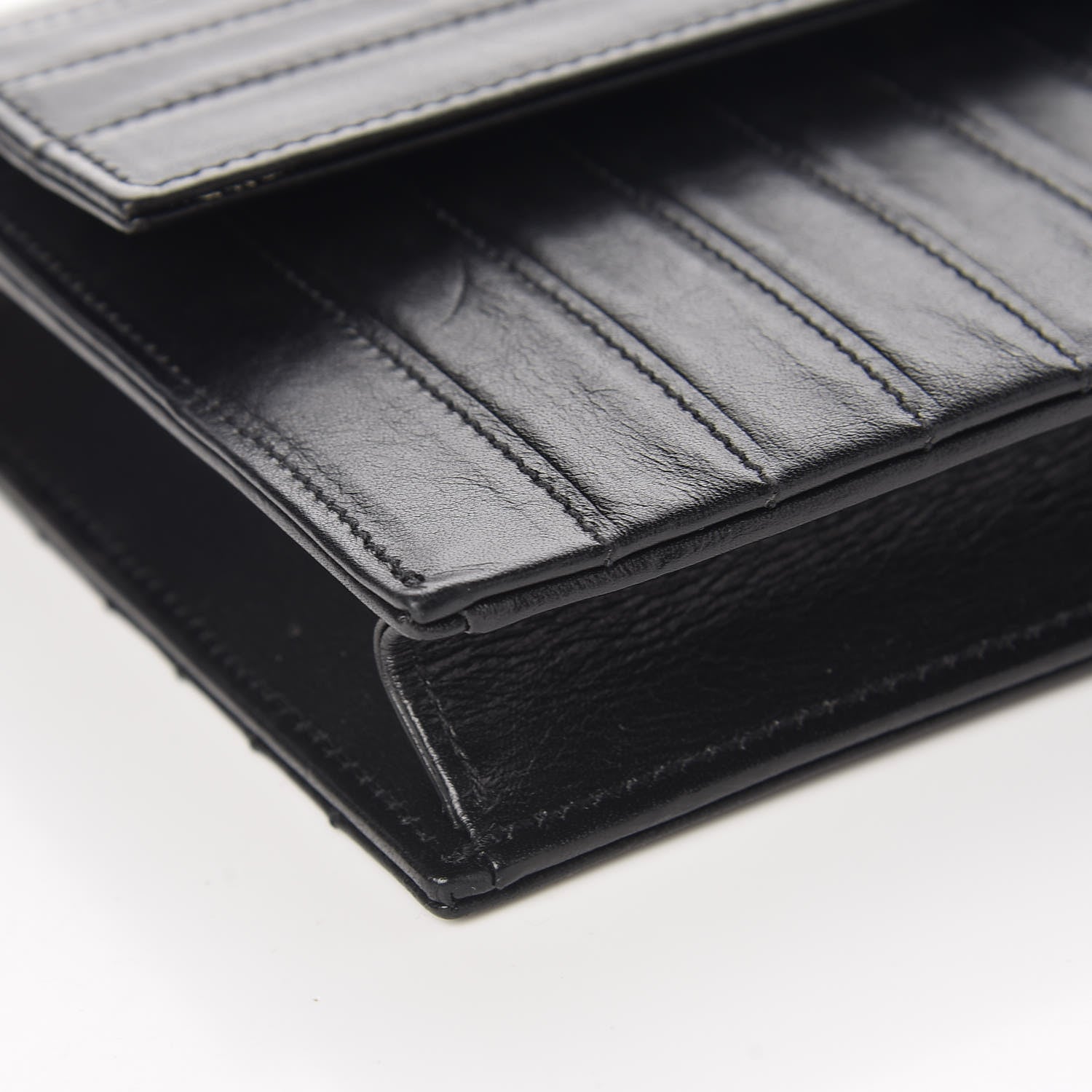 Saint Laurent Calfskin Matelasse Victoire Chain Wallet Black 8 of 10