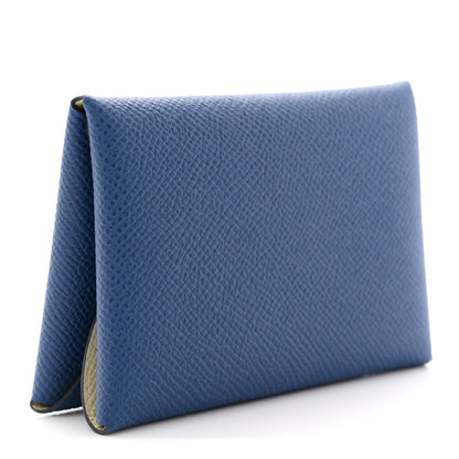 Hermes Epsom Verso Calvi Duo Card Case Bleu Tie Jaune Milton 3 of 8