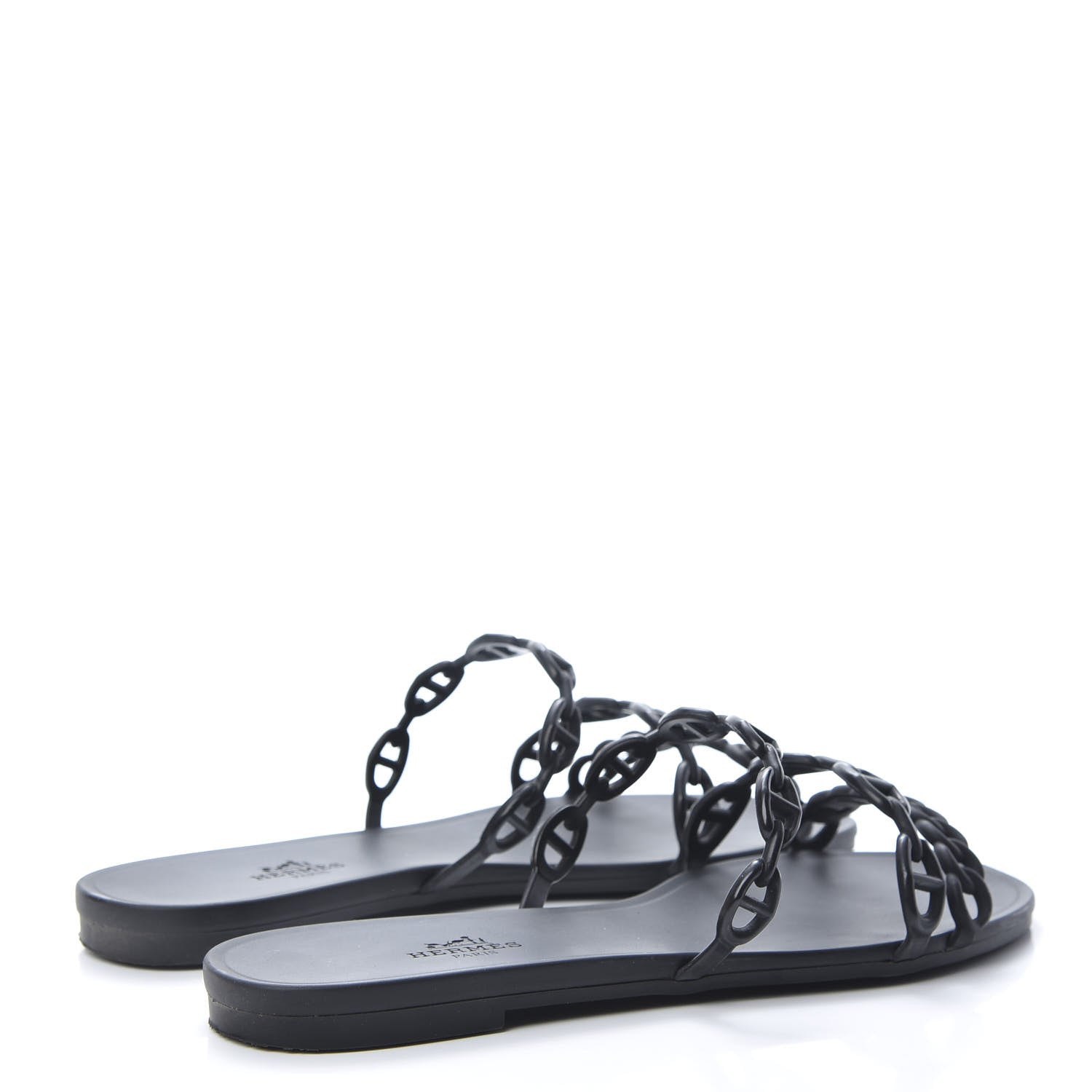 Hermes Rubber Chaine d'Ancre Rivage Sandals 38 Black 4 of 13