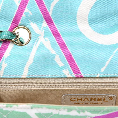 Chanel Canvas Small Printed Eiffel Tower Flap Bag Blue 10 of 13