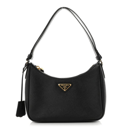 Prada Saffiano Lux Mini Re-Edition Shoulder Bag Black 1 of 11