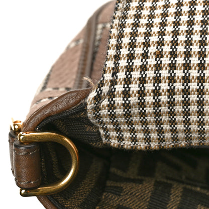 Fendi Wool Vitello King Houndstooth FF Embroidered Baguette Beige Moro 11 of 12